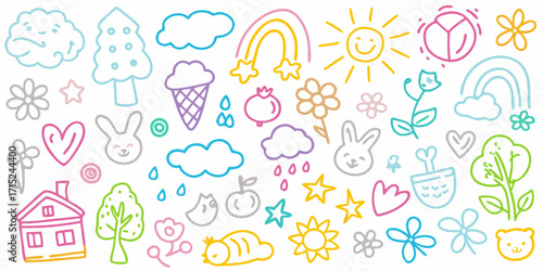Wallpaper Mural Collection of cute hand drawn doodle icons for childrens designs and illustrations Torontodigital.ca