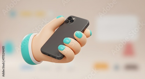 Wallpaper Mural Hand holding cartoon smartphone Torontodigital.ca