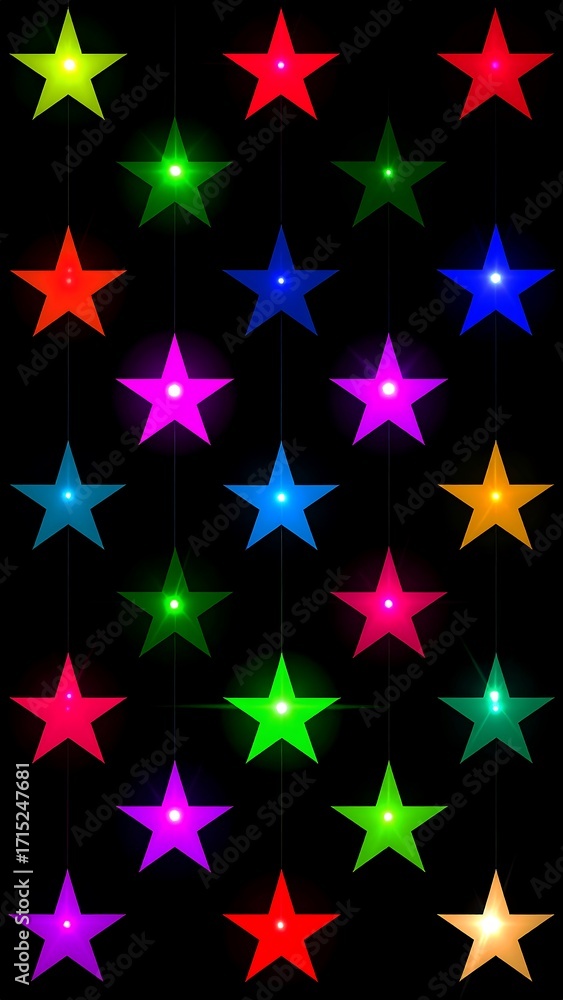 Obraz premium Colorful star pattern on black background