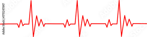 Red electrocardiogram line representing heart activity on a white background.