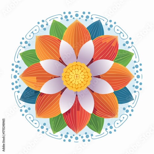 Modern flat vector flower icon with simple clean petals, minimal design, isolated on white, ideal for nature, eco, and floral decoration concepts