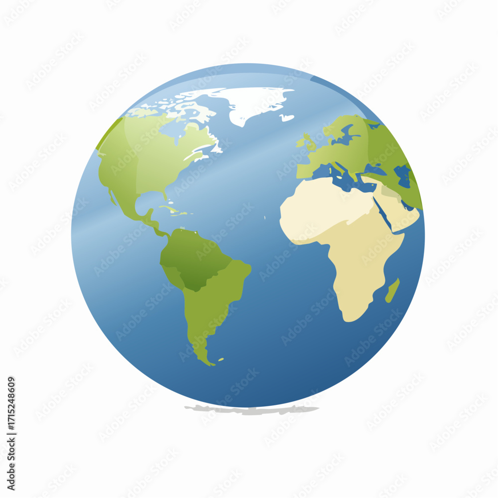 Fototapeta premium Flat globe vector icon of Earth, clean minimal style, representing world, international, travel, environment, education, and global connection concepts
