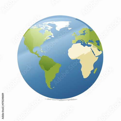 Flat globe vector icon of Earth, clean minimal style, representing world, international, travel, environment, education, and global connection concepts