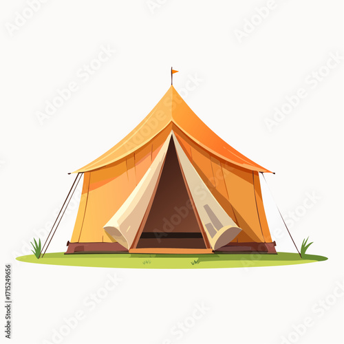 Flat style tent vector with simple lines, great for outdoor travel, eco tourism, hiking gear, and wilderness exploration projects