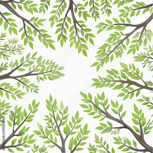 Minimalist vector illustration of glowing fireflies on tree branches, magical night nature design for backgrounds, decorations, and seasonal artwork