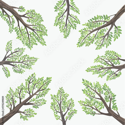 Elegant vector drawing of fireflies around tree branches, glowing night insect illustration perfect for decorative art, prints, and backgrounds