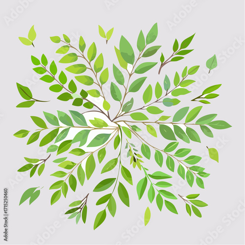Elegant vector illustration of glowing fireflies flying around tree twigs, minimal night insect art for nature decoration and graphic design