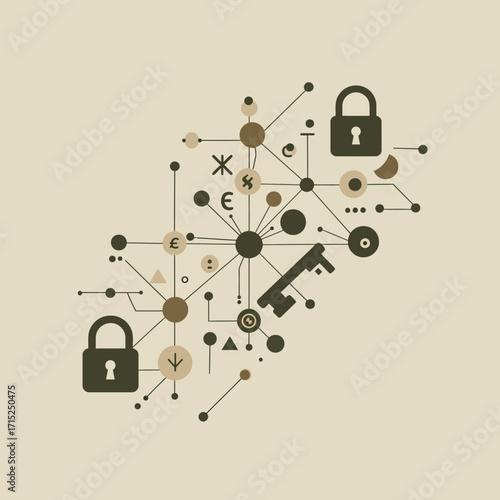 Digital Network Security Abstract Illustration of Data Protection and Information Safety