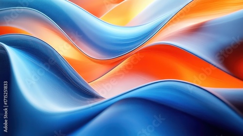 Abstract smooth flowing waves in vibrant blue and orange tones creating a dynamic and fluid visual effect