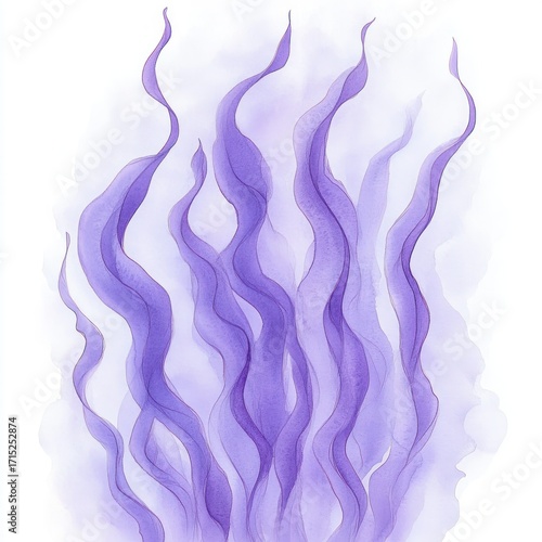 Abstract flowing purple waves with soft gradients creating a sense of fluidity and calmness on a white background
