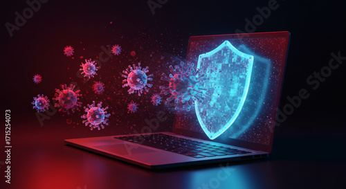Cybersecurity Shield Protecting Against Digital Viruses