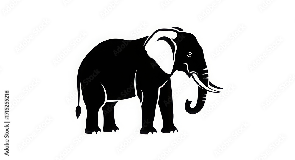 Obraz premium Majestic African Elephant Silhouette with Tusks and Large Ears