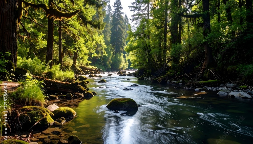 Obraz premium Lush forest stream