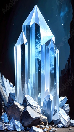 Large, luminous, blue crystal