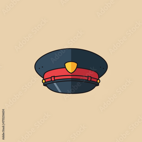 Vector illustration of a uniformed officer's hat with emblem