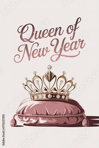 Rose Gold Crown Rests on Velvet Pillow for New Year