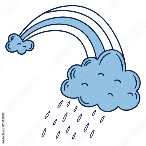 Light blue rainbow and rain cloud illustration weather