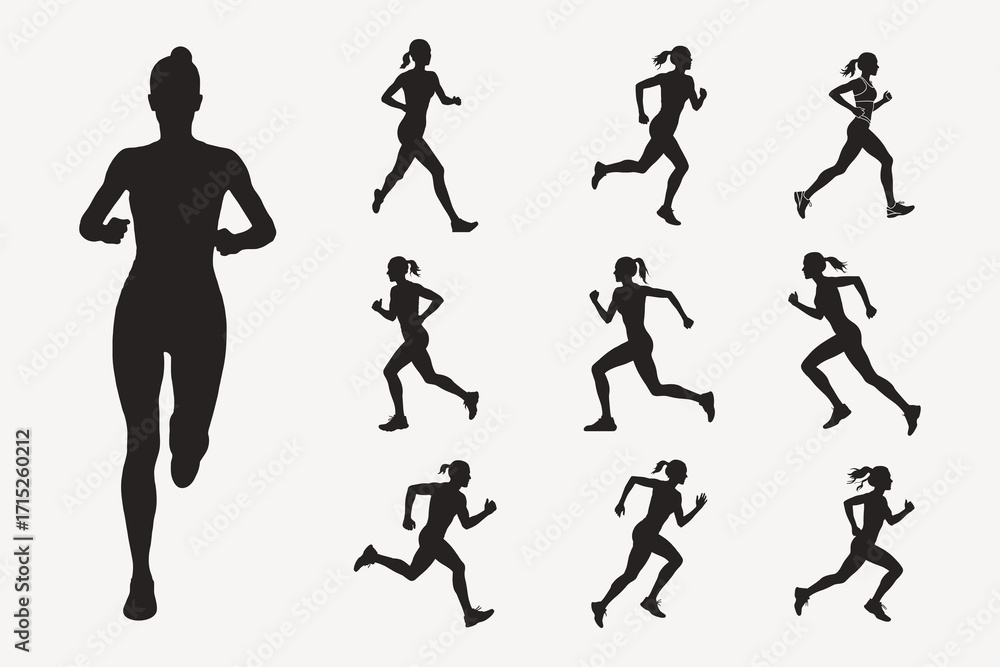Fototapeta premium vector silhouettes of women running