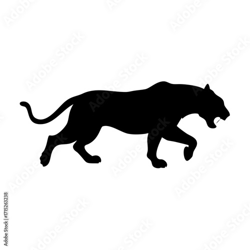 Silhouette of a black panther in a stalking pose, , revealing its muscular build and intense gaze, embodying the spirit of stealth and ferocity