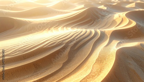 Fototapeta Naklejka Na Ścianę i Meble -  Single Footprint in Golden Sand Dunes at Sunrise