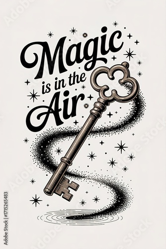 Vintage Illustration of a Key with 