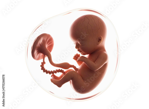 Human fetus inside the womb isolated on transparent background