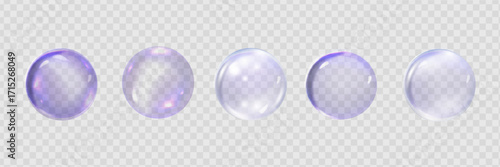 Vector image of five realistic pearls in soft white, pink, cream, and blue tones on a white background, perfect for elegant, cosmetic