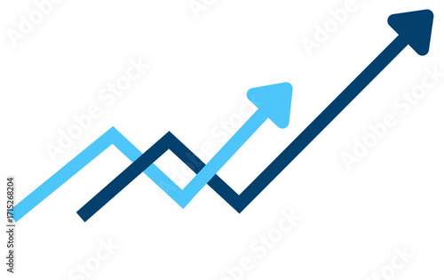 3d graphic of a creative business symbol on white background,  png Increase Arrow. Cloud Icon stock market investment trading graph growth. Successful business, growth strategy and achieving goals