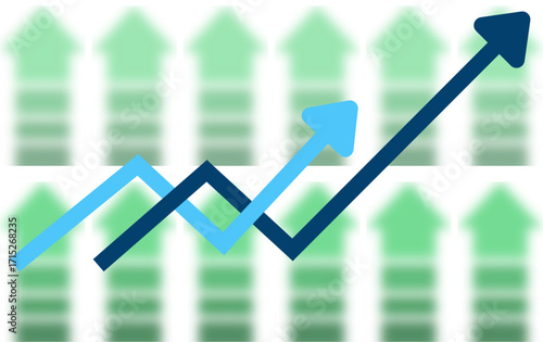 business graph with arrow, business graph on a red background. Transparent or png stock market investment trading graph growth. Successful business, growth strategy and achieving goals with the rising