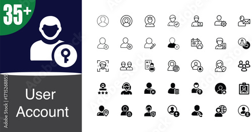 User account icon set diverse human profiles digital interface sign in authentication symbol collection