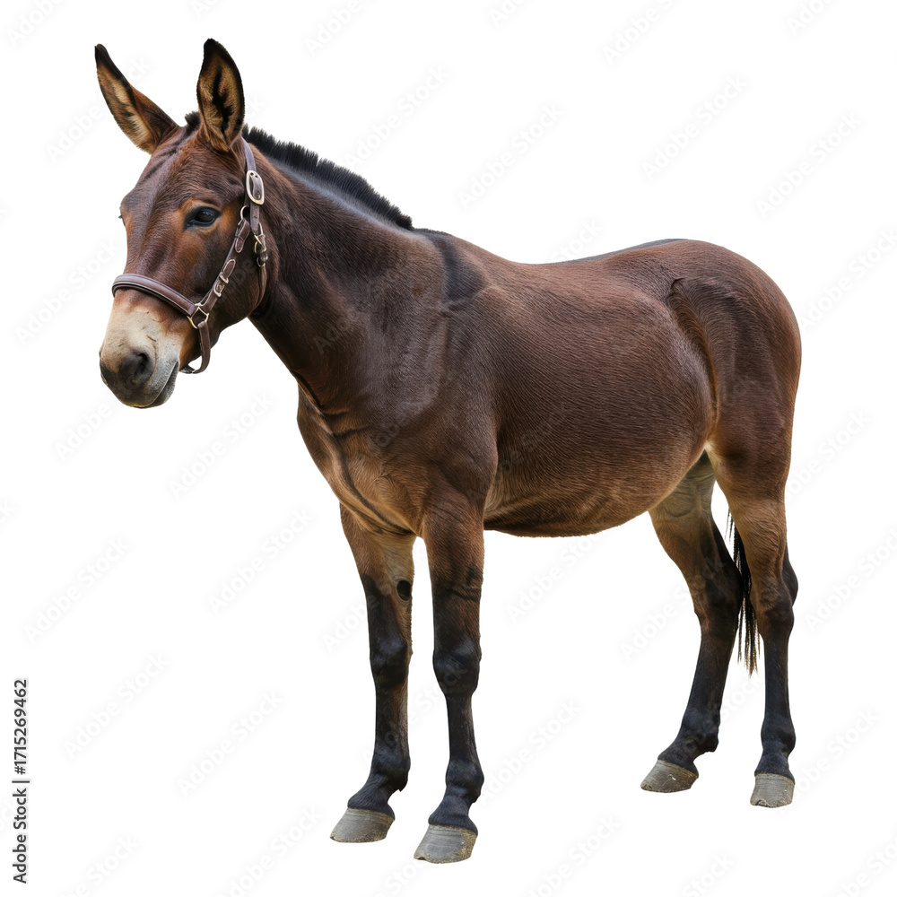 Obraz premium Brown mule standing isolated isolated PNG with Transparent Background