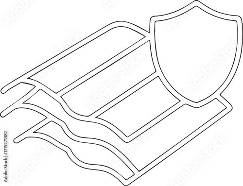Protective Roofing Shield Guarding Wavy Tile Texture with Line Art Detailing