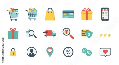 Collection of E-commerce and Online Shopping Icons.