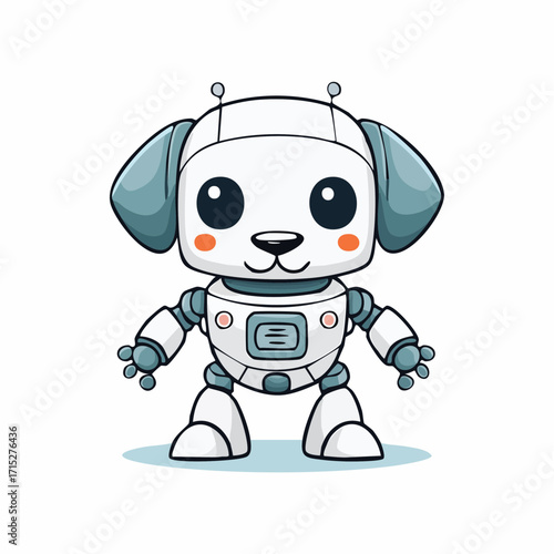 Charming cartoon concept an adorable robot dog illustration, blending artificial intelligence with playful canine features, ideal for technology and futuristic themes