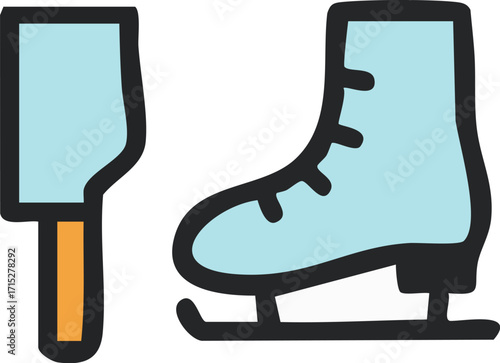 Ice Skating Boots and Scraper.