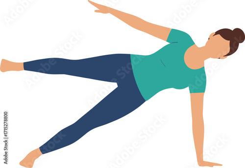 Flat Style Isolated Side Plank Pose Exercise Gymnastics Illustration