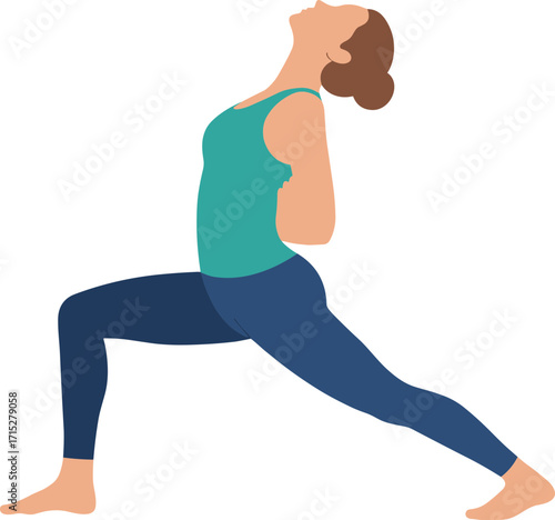 Minimalist Flat Style Warrior Yoga Pose Graphic Illustration Design