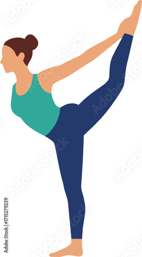 Minimalist Woman Balancing in Lord of the Dance Pose Yoga Illustration