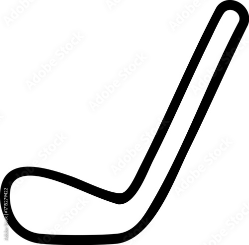 Simple Black and White Hockey Stick Icon.