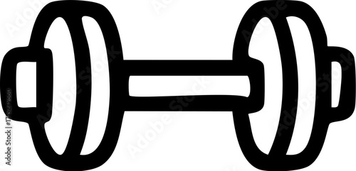 Simple Black Dumbbell Icon for Fitness.