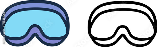 Ski and snowboard goggles icon set for winter sports.