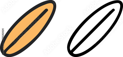 Two Surfboards One Colored One Outline.