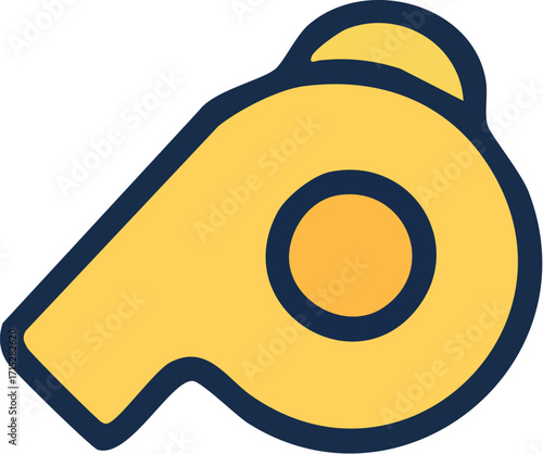 Yellow Whistle Icon Sports Referee Signal.