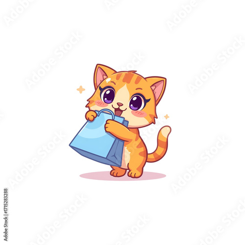 cat with bag illustration