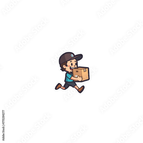 cartoon character running  take a box