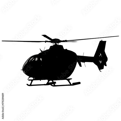 Black helicopter silhouette isolated on white background