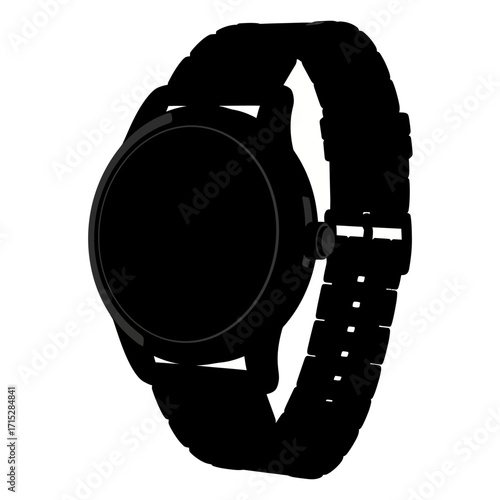 Black modern smartwatch silhouette isolated on white background