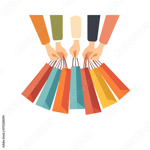 vector illustration of colorful shopping bags