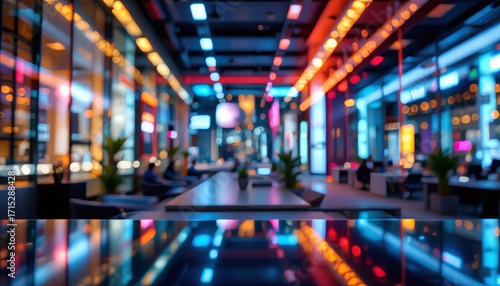 Wallpaper Mural Modern Office Interior with Neon Lighting Torontodigital.ca