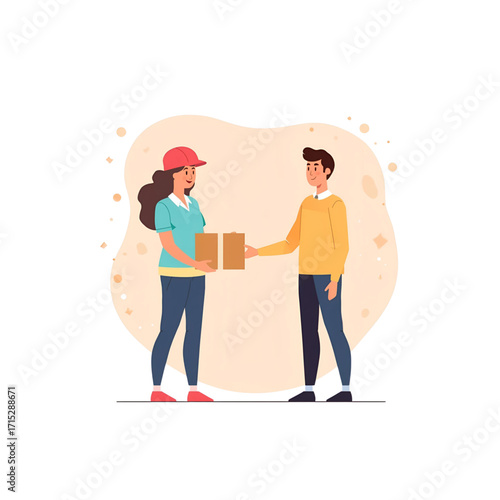 man receive a package